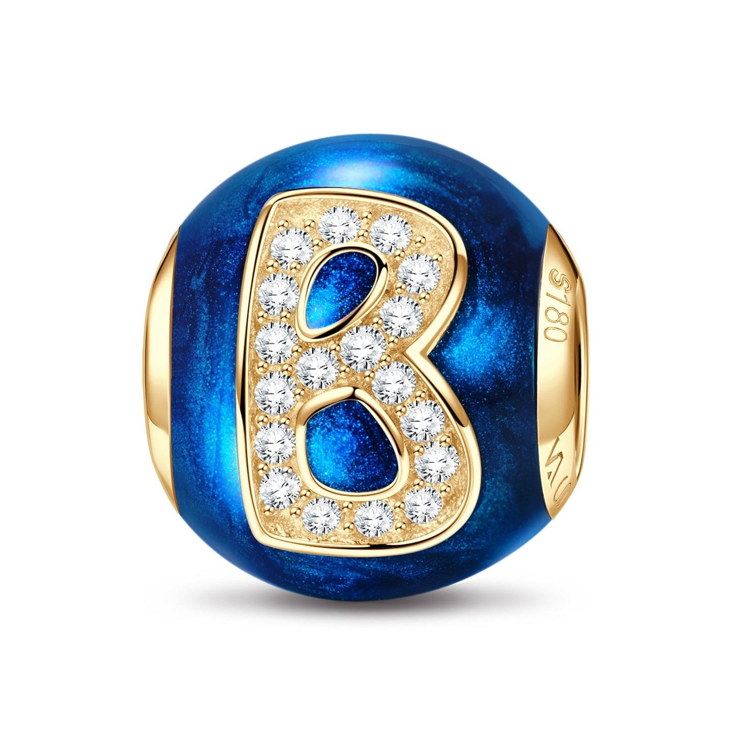 Letter B Tarnish-resistant Silver Charms With Enamel In 14K Gold Plated