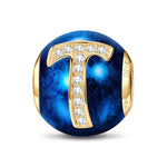 Letter T Tarnish-resistant Silver Charms With Enamel In 14K Gold Plated