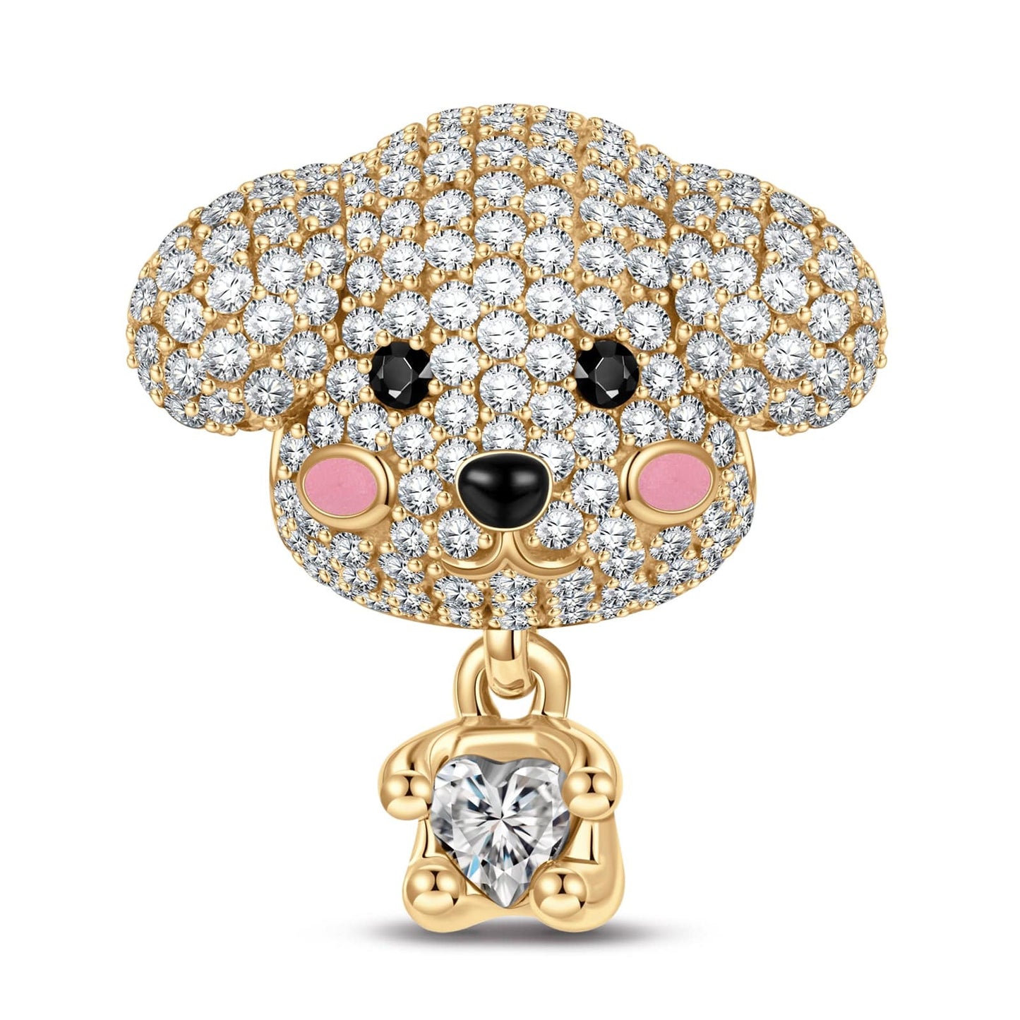 Teddy Baby Tarnish-resistant Silver Animal Charms With Enamel In 14K Gold Plated - Heartful Hugs Collection