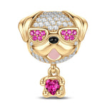 Bulldog in Sunglasses Tarnish-resistant Silver Animal Charms With Enamel In 14K Gold Plated - Heartful Hugs Collection