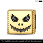 Evil Smile Tarnish-resistant Silver Rectangular Charms With Enamel In 14K Gold Plated