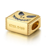 Evil Smile Tarnish-resistant Silver Rectangular Charms With Enamel In 14K Gold Plated