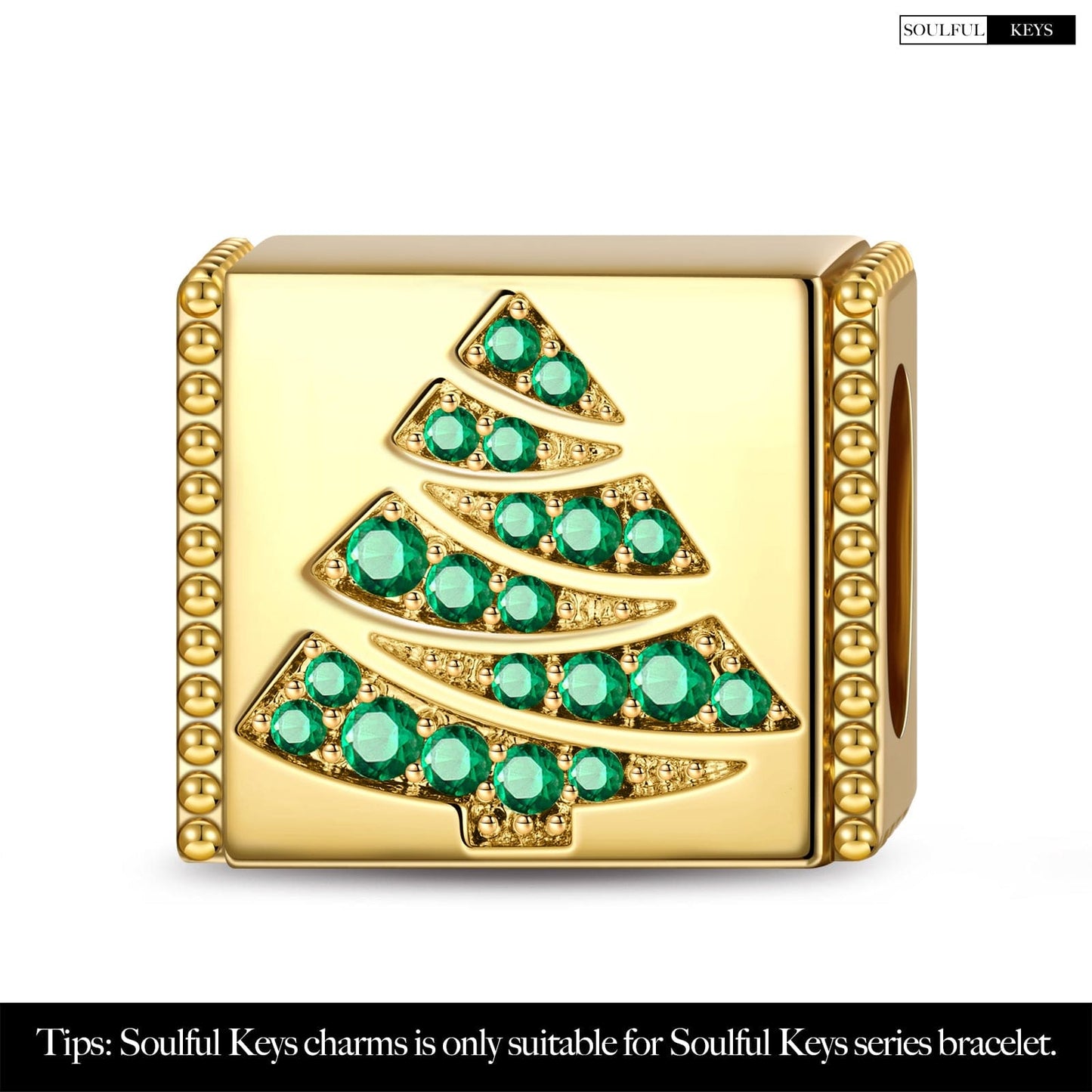 Christmas Tree Tarnish-resistant Silver Rectangular Charms In 14K Gold Plated