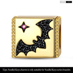 Flapping Bat Tarnish-resistant Silver Rectangular Charms In 14K Gold Plated