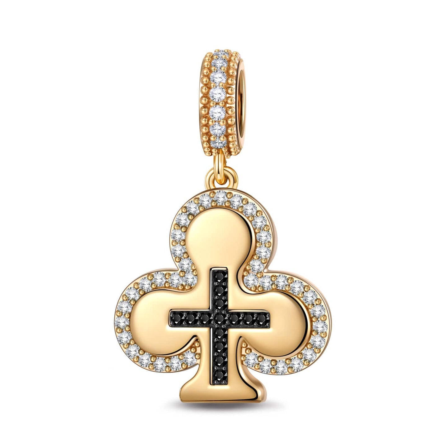 Black Cross in the Spades Tarnish-resistant Silver Charms In 14K Gold Plated