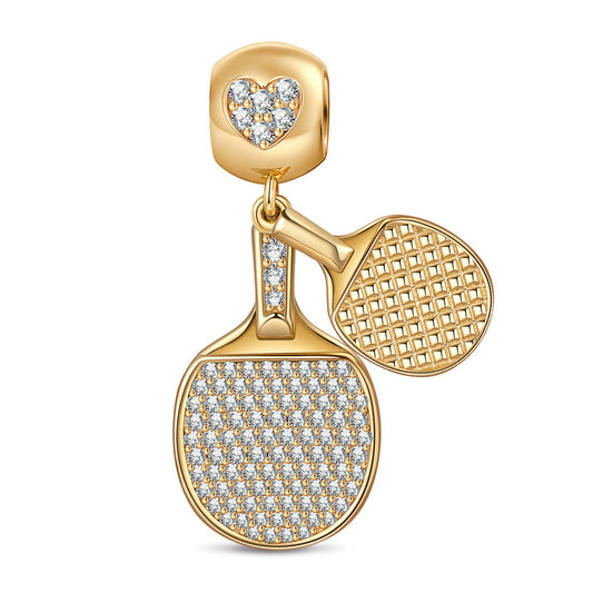 gon- Table Tennis Tarnish-resistant Silver Charms In 14K Gold Plated