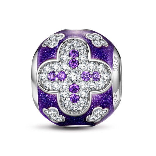 gon- Diamond Clover Tarnish-resistant Silver Charms With Enamel In White Gold Plated