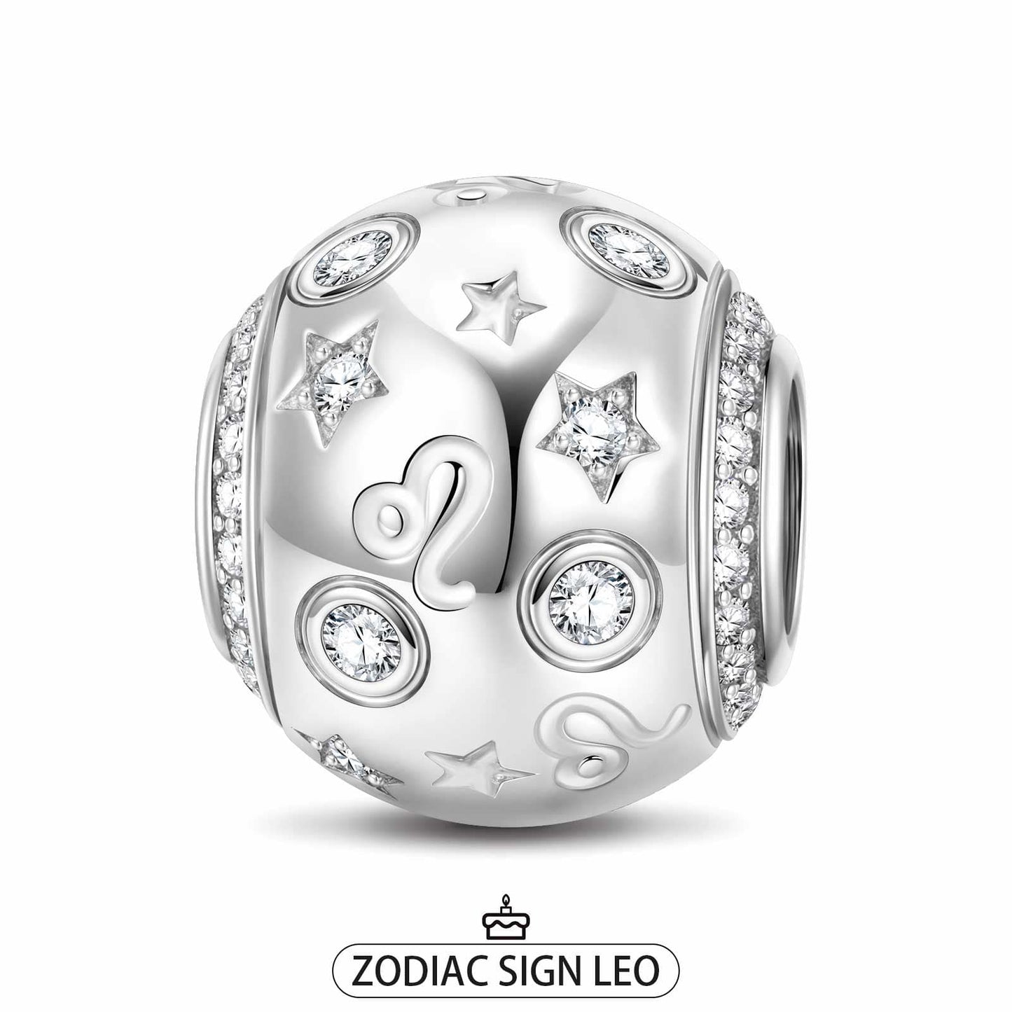 Leo Tarnish-resistant Silver Constellation Charms In White Gold Plated