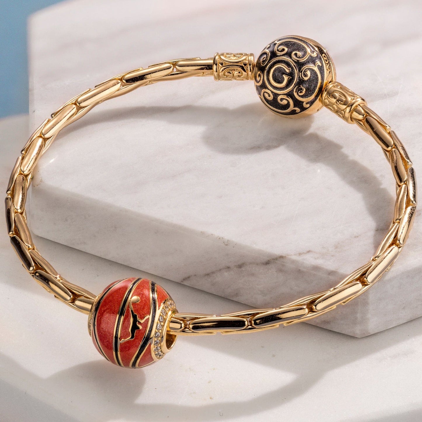 The Soul of Basketball Tarnish-resistant Silver Charms With Enamel In 14K Gold Plated