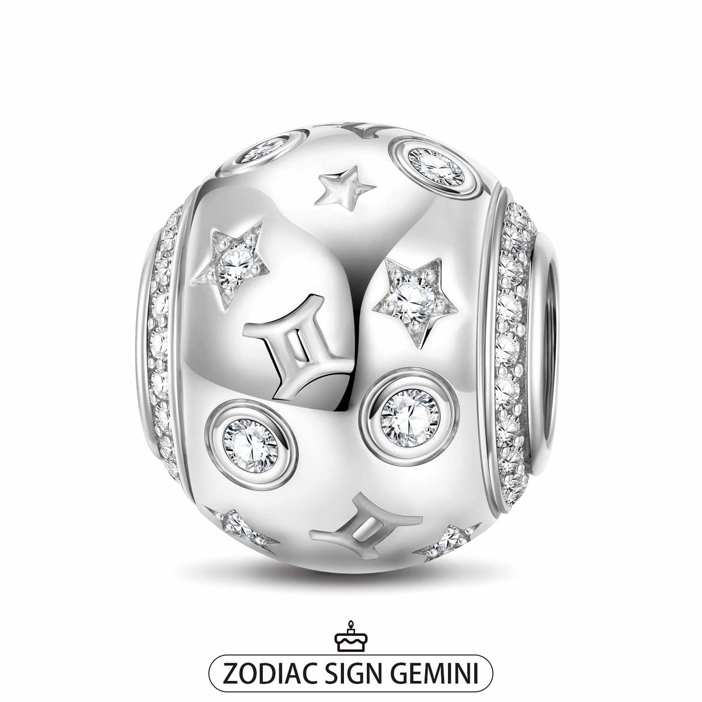 Gemini Tarnish-resistant Silver Constellation Charms In White Gold Plated