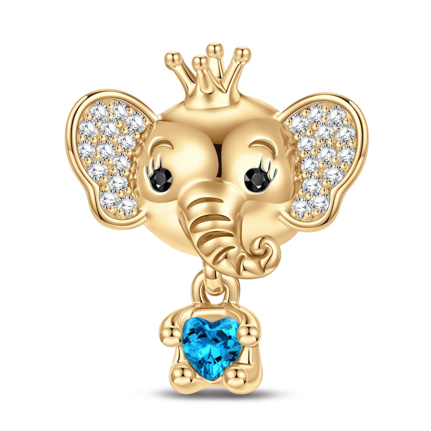 Elephant Queen Tarnish-resistant Silver Animal Charms In 14K Gold Plated - Heartful Hugs Collection