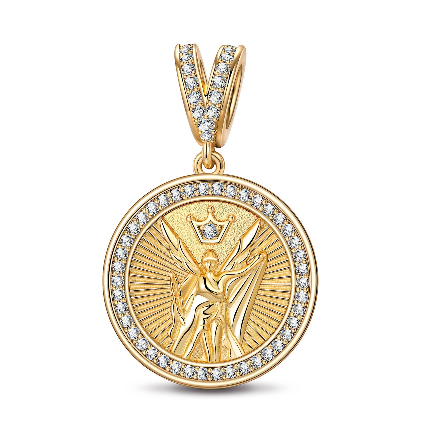 Victory Goddess Tarnish-resistant Silver Charms In 14K Gold Plated