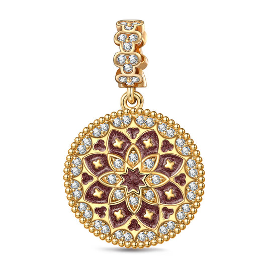 gon- The Rose Window Tarnish-resistant Silver Charms With Enamel In 14K Gold Plated