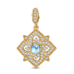 Quatrefoil Rose Moonstone June Birthstone Tarnish-resistant Silver Charms In 14K Gold Plated