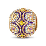 Solemn Purple Tarnish-resistant Silver Charms With Enamel In 14K Gold Plated