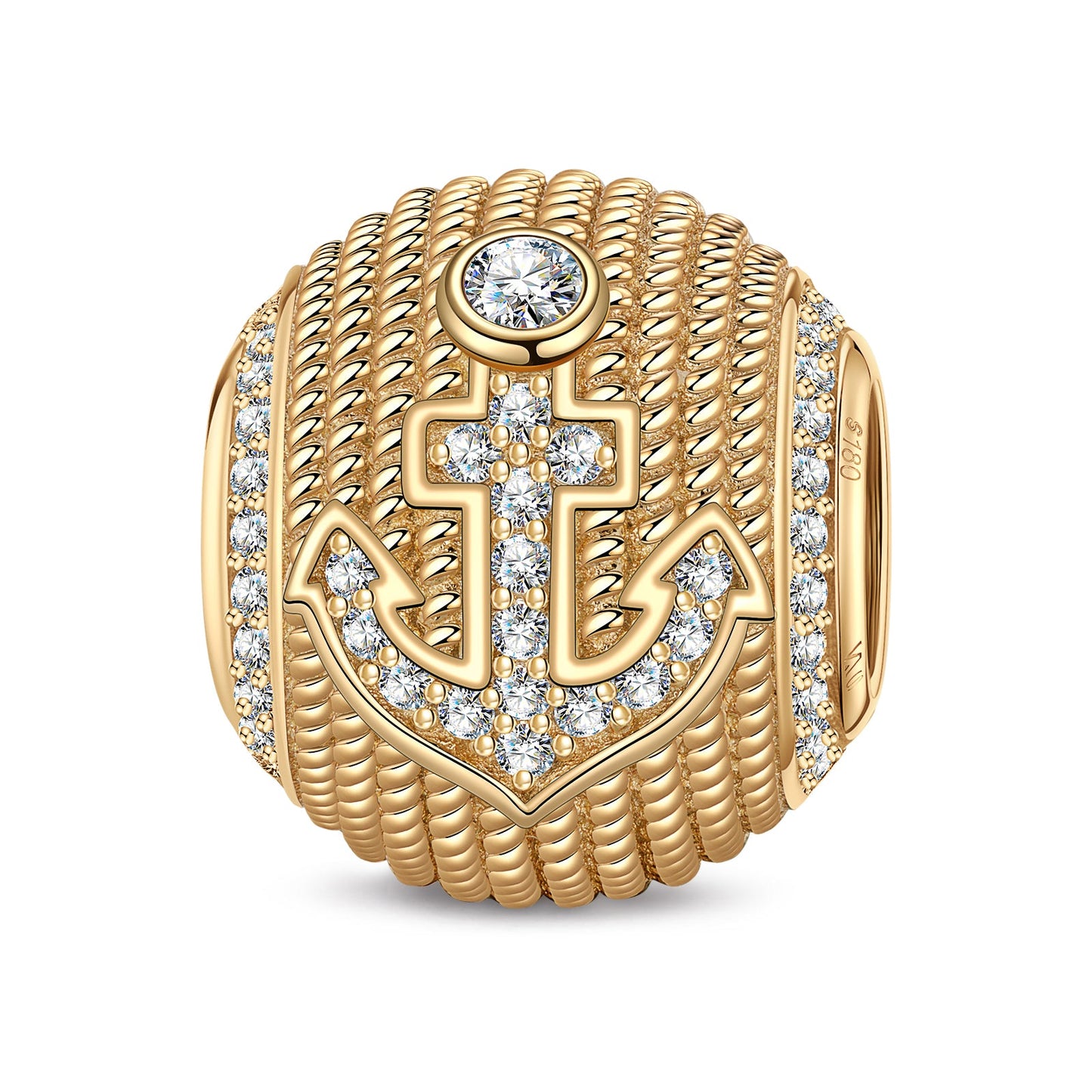 Heart Anchor Tarnish-resistant Silver Charms In 14K Gold Plated