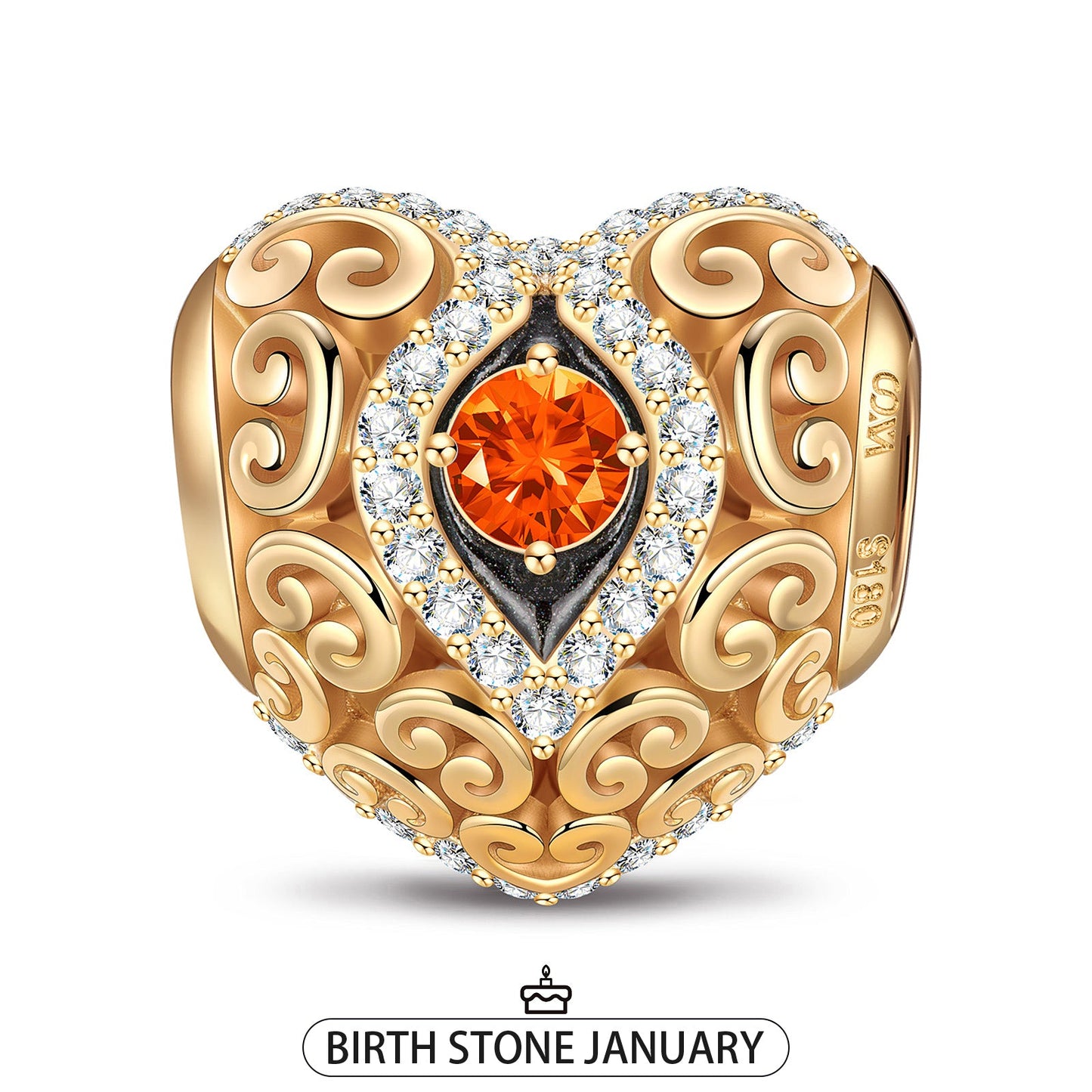 Heart of Grace January Birthstone Tarnish-resistant Silver Charms With Enamel In 14K Gold Plated