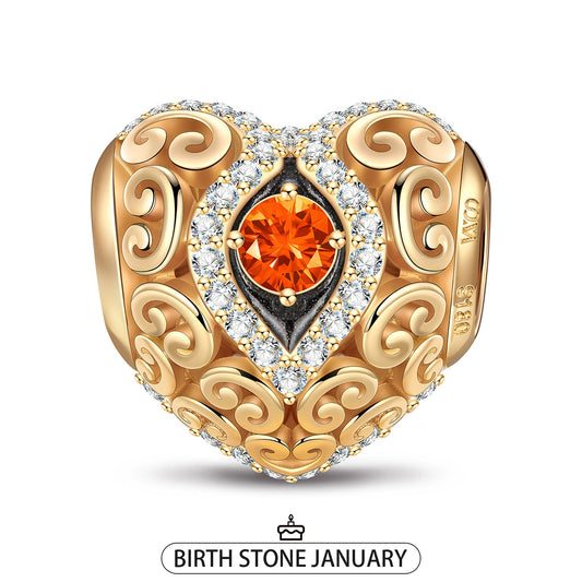 gon- Heart of Grace January Birthstone Tarnish-resistant Silver Charms With Enamel In 14K Gold Plated