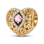 Heart of Grace October Birthstone Tarnish-resistant Silver Charms With Enamel In 14K Gold Plated