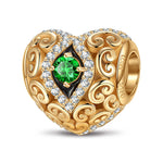 Heart of Grace May Birthstone Tarnish-resistant Silver Charms With Enamel In 14K Gold Plated