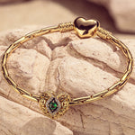 Heart of Grace May Birthstone Tarnish-resistant Silver Charms With Enamel In 14K Gold Plated