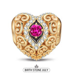 Heart of Grace July Birthstone Tarnish-resistant Silver Charms With Enamel In 14K Gold Plated