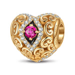 Heart of Grace July Birthstone Tarnish-resistant Silver Charms With Enamel In 14K Gold Plated