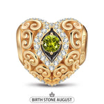 Heart of Grace August Birthstone Tarnish-resistant Silver Charms With Enamel In 14K Gold Plated