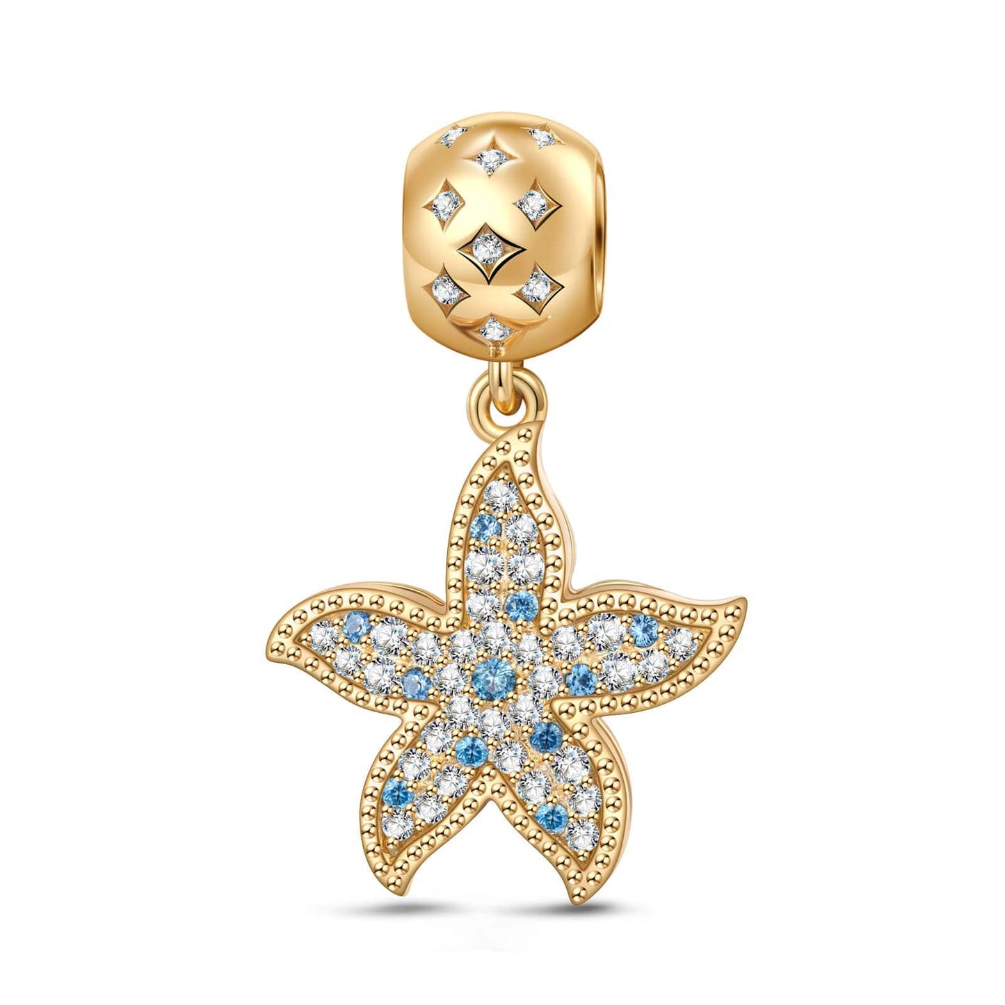 Vibrant Starfish Tarnish-resistant Silver Charms In 14K Gold Plated