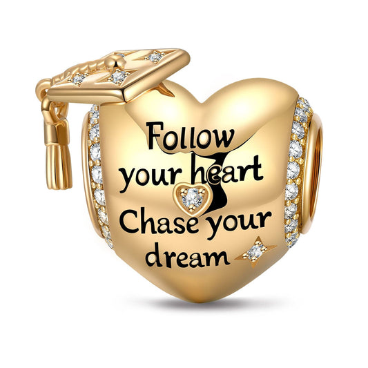 gon- Chase Dreams Tarnish-resistant Silver Charms In 14K Gold Plated