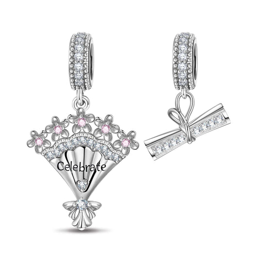 gon- Graduation Bouquet Tarnish-resistant Silver Charms In White Gold Plated