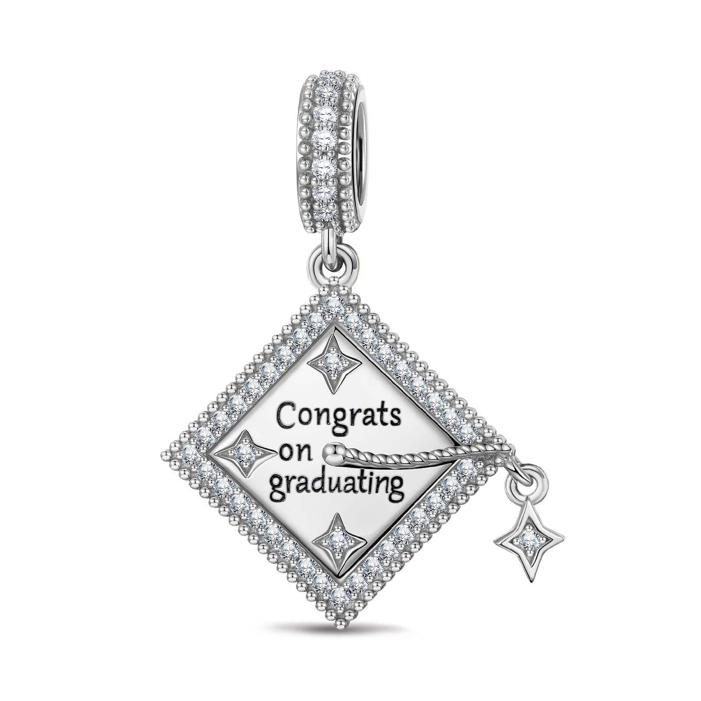 Congrats on Graduating Tarnish-resistant Silver Charms In White Gold Plated