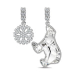 Polar Bears and Snowflake Tarnish-resistant Silver Charms with Crystal from Swarovski In White Gold Plated