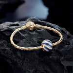 White Sea Waves Tarnish-resistant Silver Charms With Enamel In 14K Gold Plated