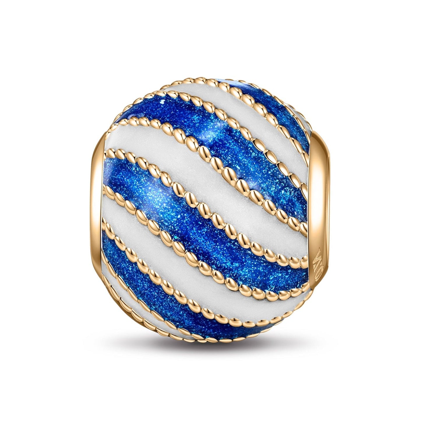 White Sea Waves Tarnish-resistant Silver Charms With Enamel In 14K Gold Plated