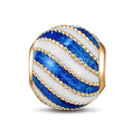 White Sea Waves Tarnish-resistant Silver Charms With Enamel In 14K Gold Plated