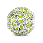 Olive Leaf Tarnish-resistant Silver Charms With Enamel In White Gold Plated