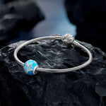 Cute Blue Starfish Tarnish-resistant Silver Charms With Enamel In White Gold Plated