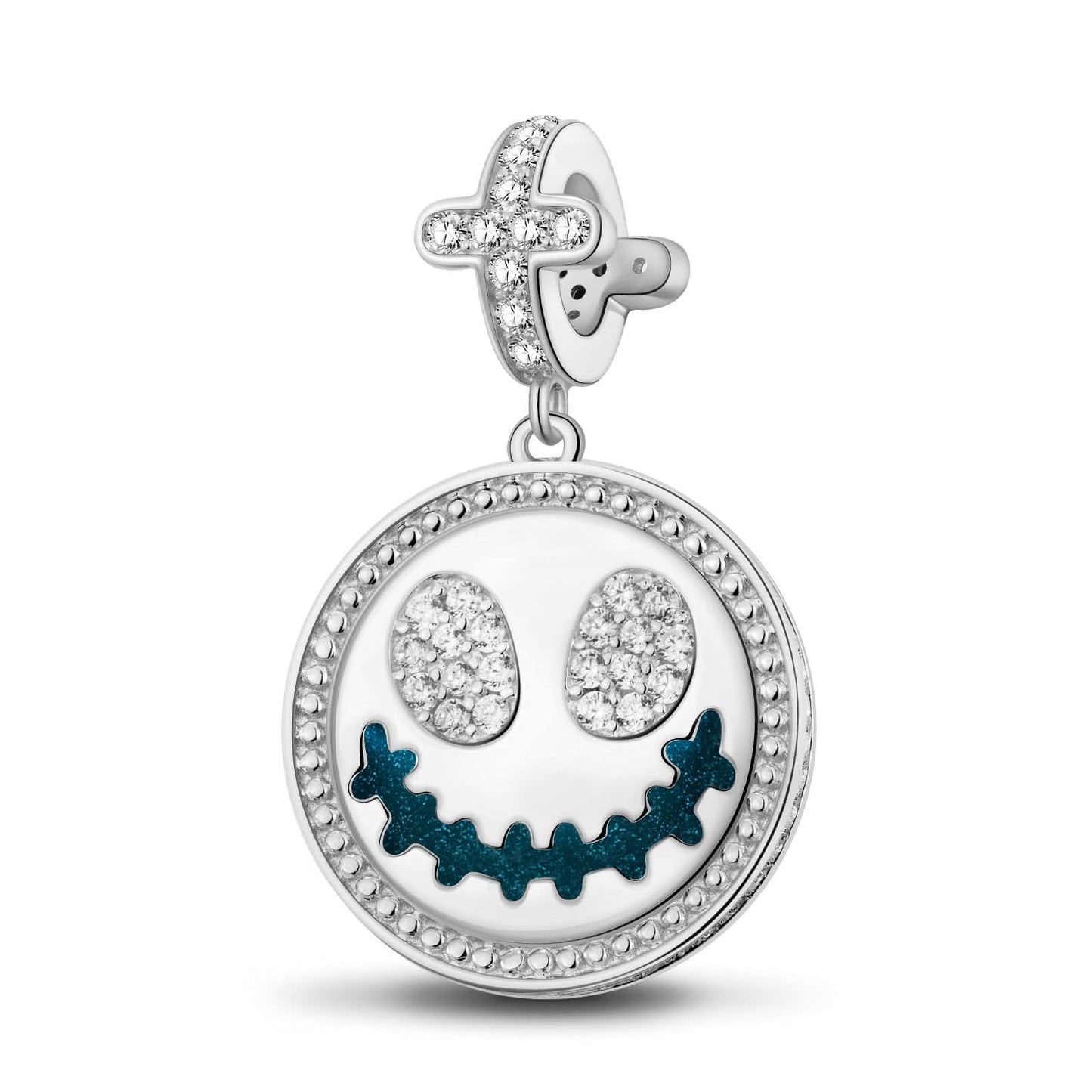 Sterling Silver Witch On Broom Charms With Enamel In White Gold Plated