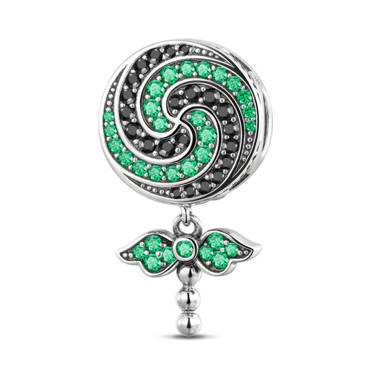 gon- Sterling Silver Green Lollipop Charms In Blackened 925 Sterling Silver