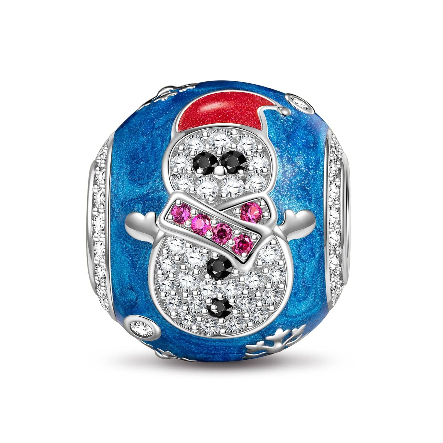 Sterling Silver Blue Snowbaby Charms With Enamel In White Gold Plated