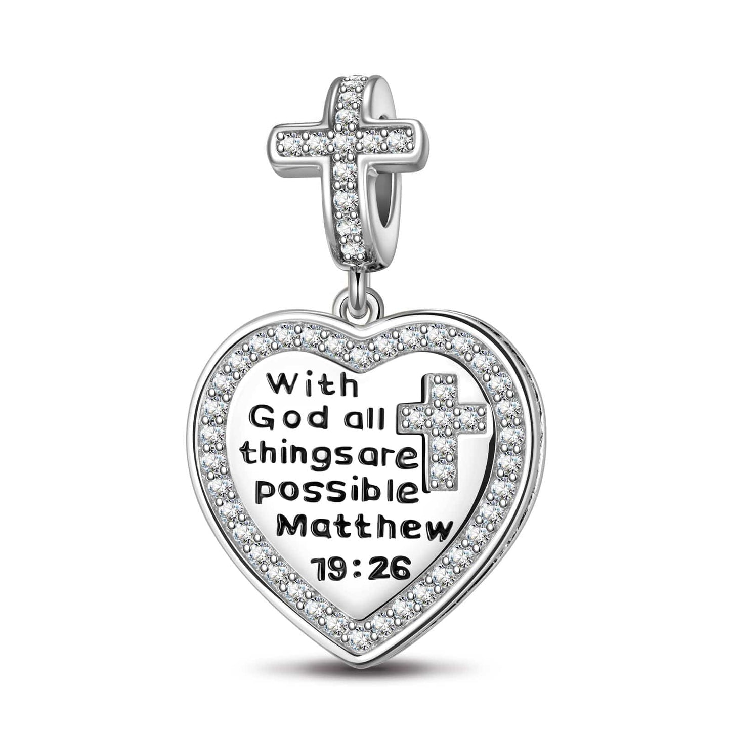 Sterling Silver God's Welfare Charms With Enamel In White Gold Plated