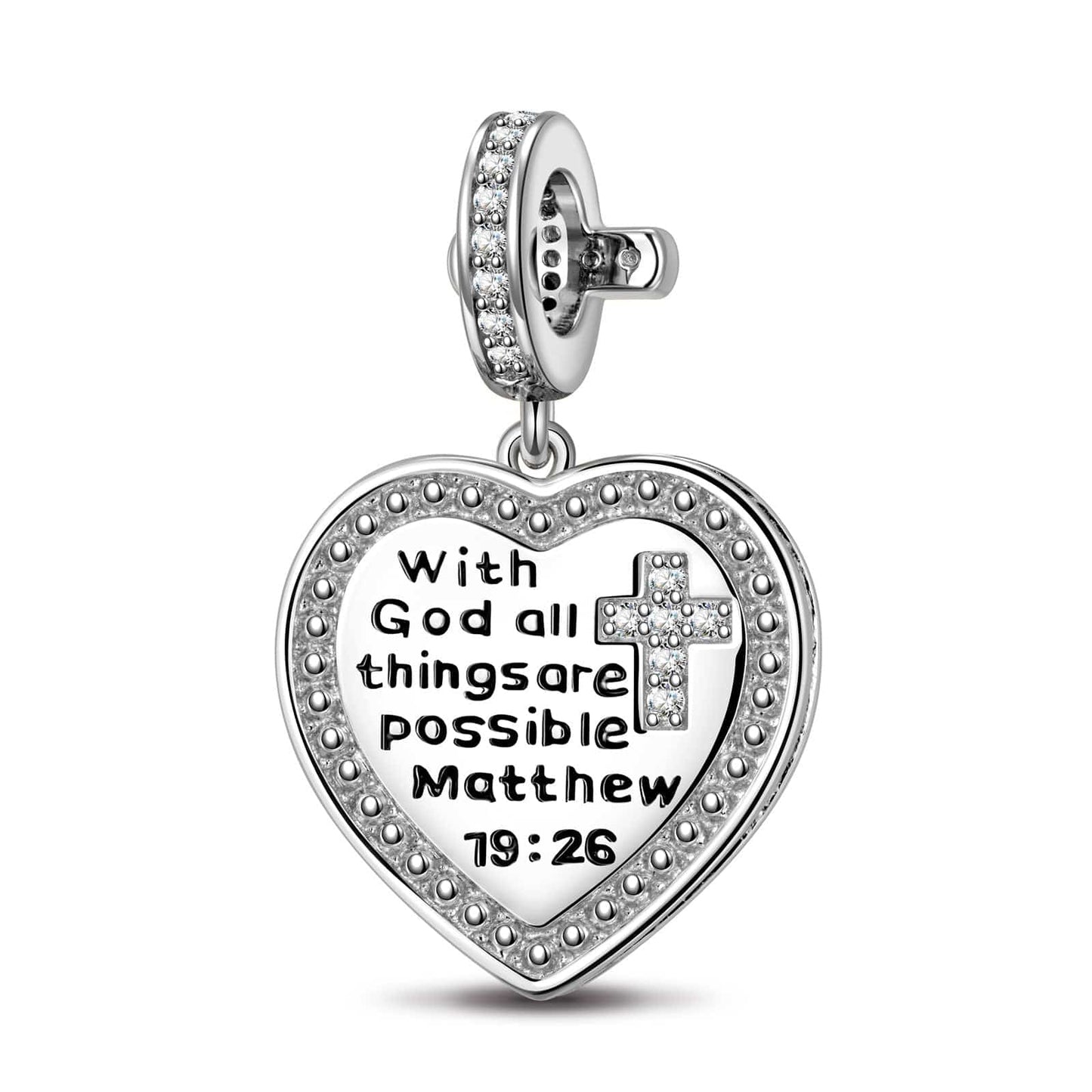 Sterling Silver God's Welfare Charms With Enamel In White Gold Plated