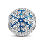 Sterling Silver Ice Flake Charms With Enamel In White Gold Plated