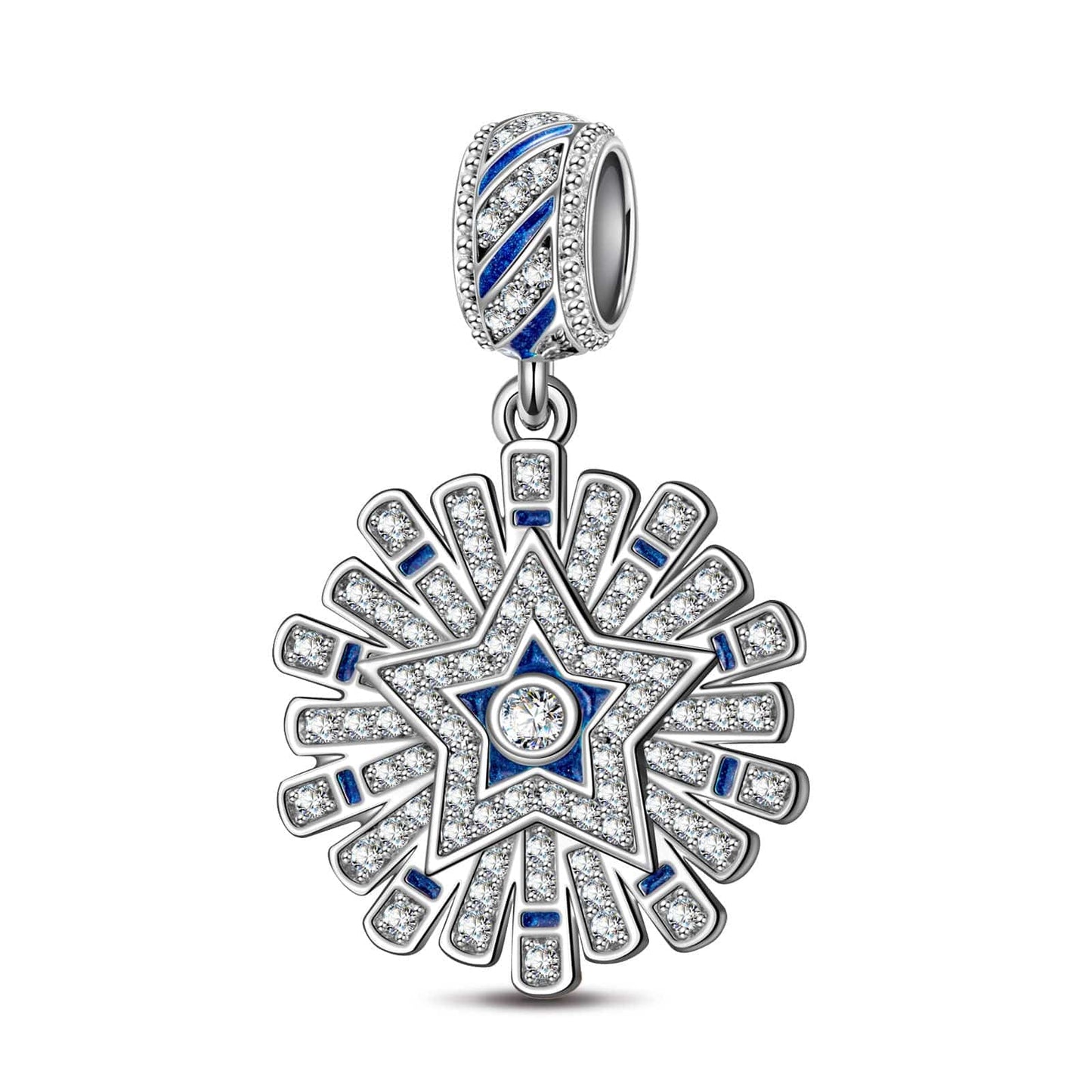 Sterling Silver Queen Of Glitter Charms With Enamel In White Gold Plated