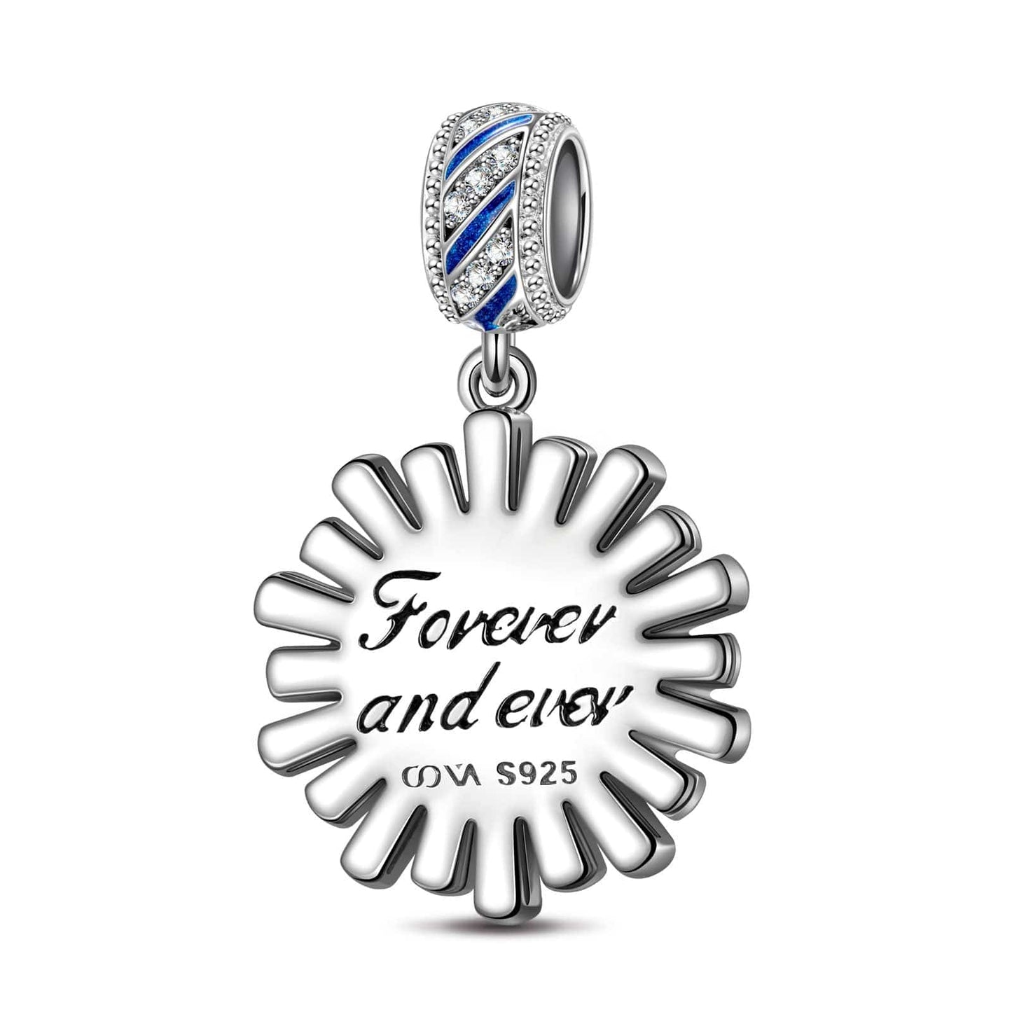 Sterling Silver Queen Of Glitter Charms With Enamel In White Gold Plated