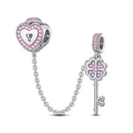 Sterling Silver The Key To My Heart Charms In White Gold Plated