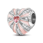 Sterling Silver Pink Glow of Love Charms With Enamel In White Gold Plated