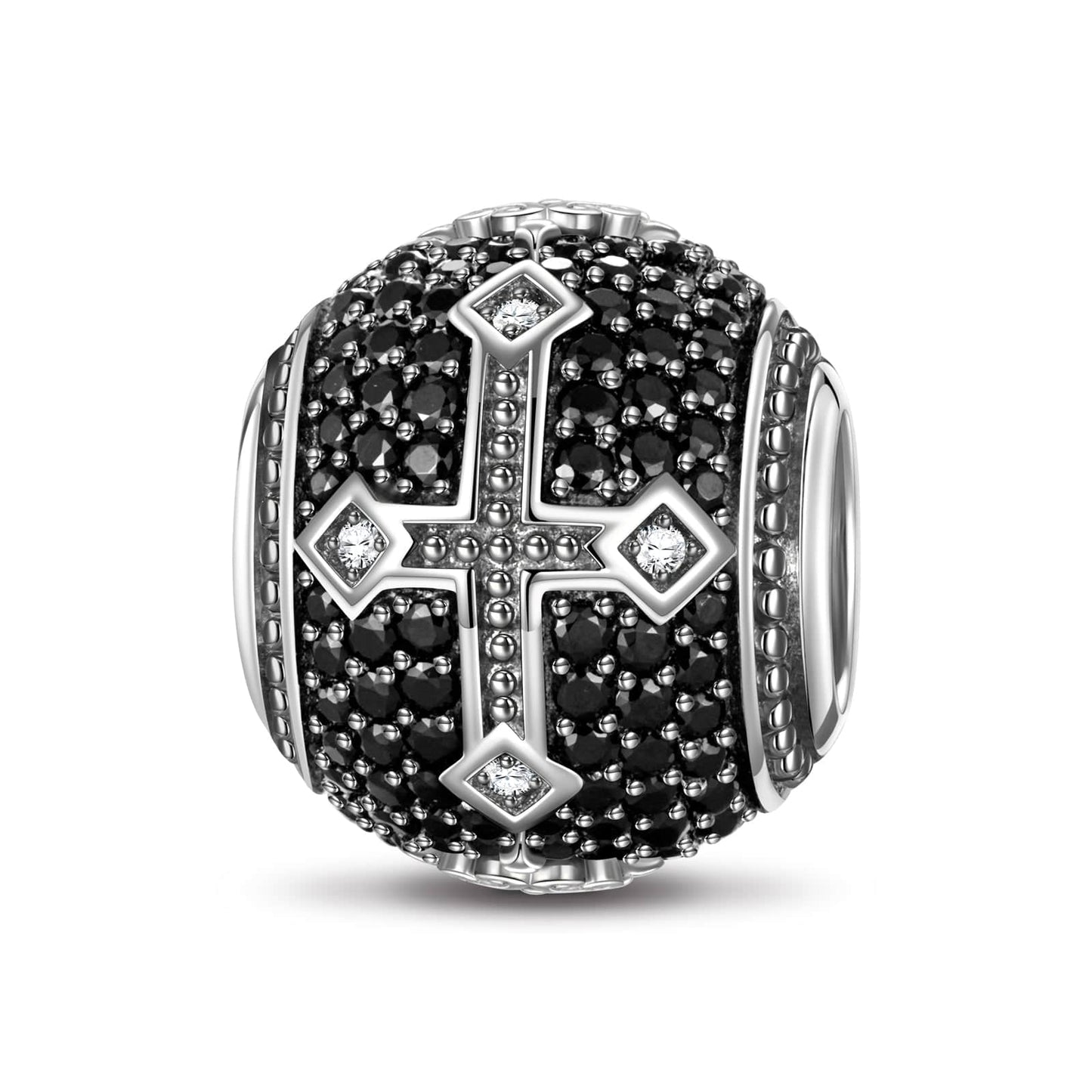 Sterling Silver XL Size Imperial Faith Charms In Blackened 925 Sterling Silver Plated For Men