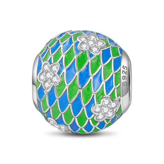 gon- Sterling Silver Summer Night Breeze Charms With Enamel In White Gold Plated